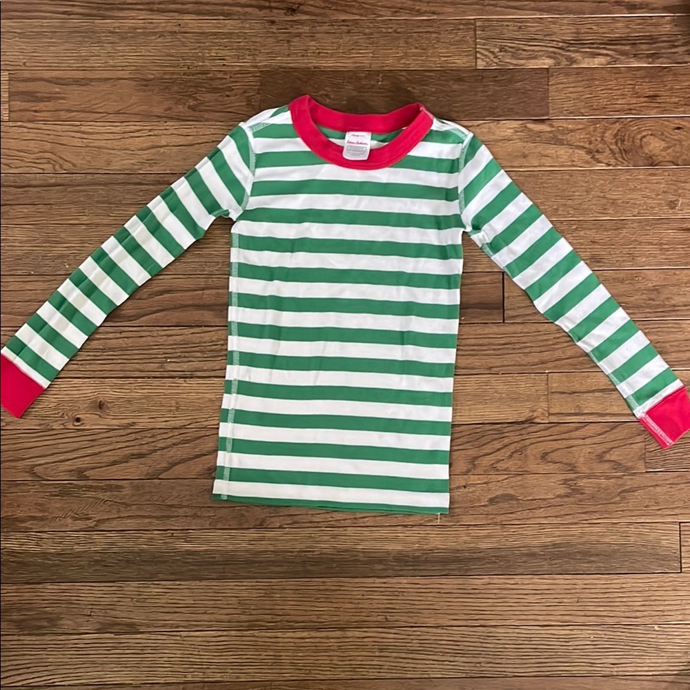 Hanna Andersson Green and White Striped PJ Shirt